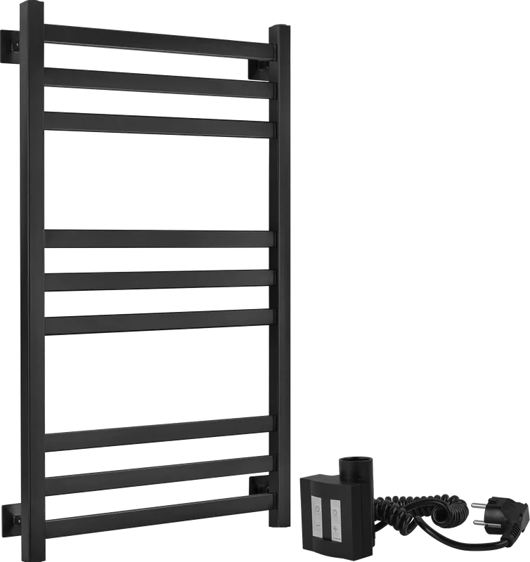 Полотенцесушитель электрический Secado Корсико 3 , 100x50 ТЭН квадратный, черный матовый, R Sancos — официальный сайт