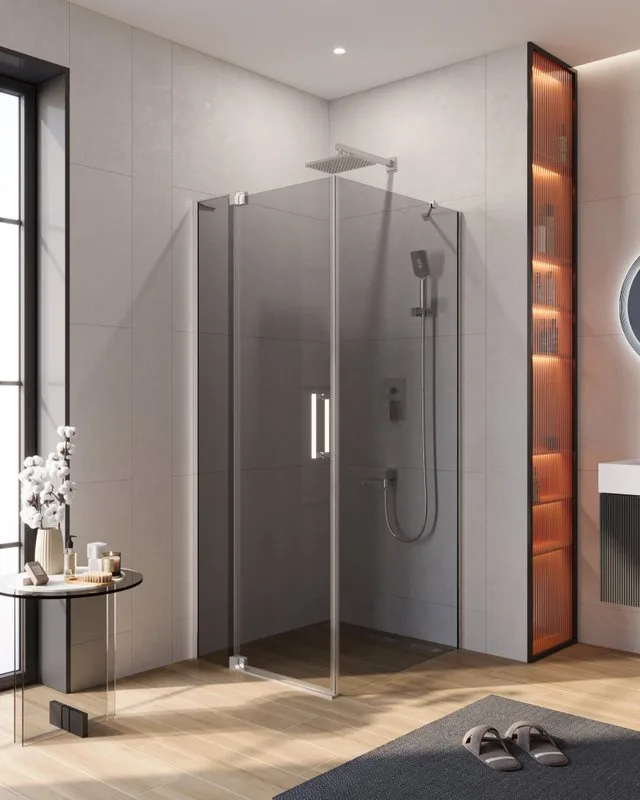Душевой уголок Cezares Slider AH 1 90-70/80 Grigio Cr профиль хром, стекло серое Sancos — официальный сайт