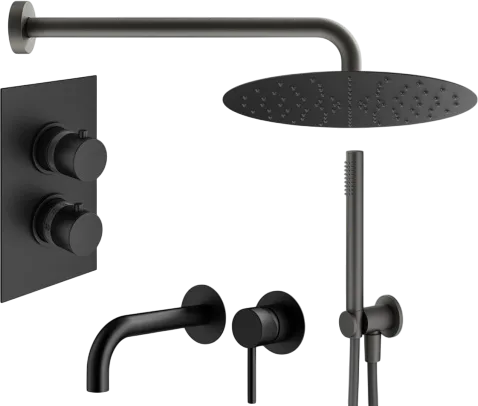 Комплект для ванной Plumberia Selection Ixo KITXOT18QNO210 С ВНУТРЕННЕЙ ЧАСТЬЮ, черный матовый Sancos — Оригинал