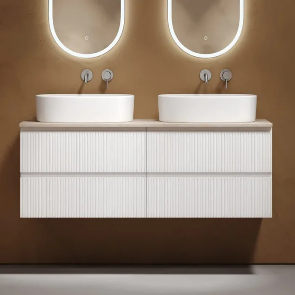 Тумба с раковиной Sancos Snob T 140 bianco, столешница бежевая TT140A2, раковина CN6075 Sancos — Оригинал