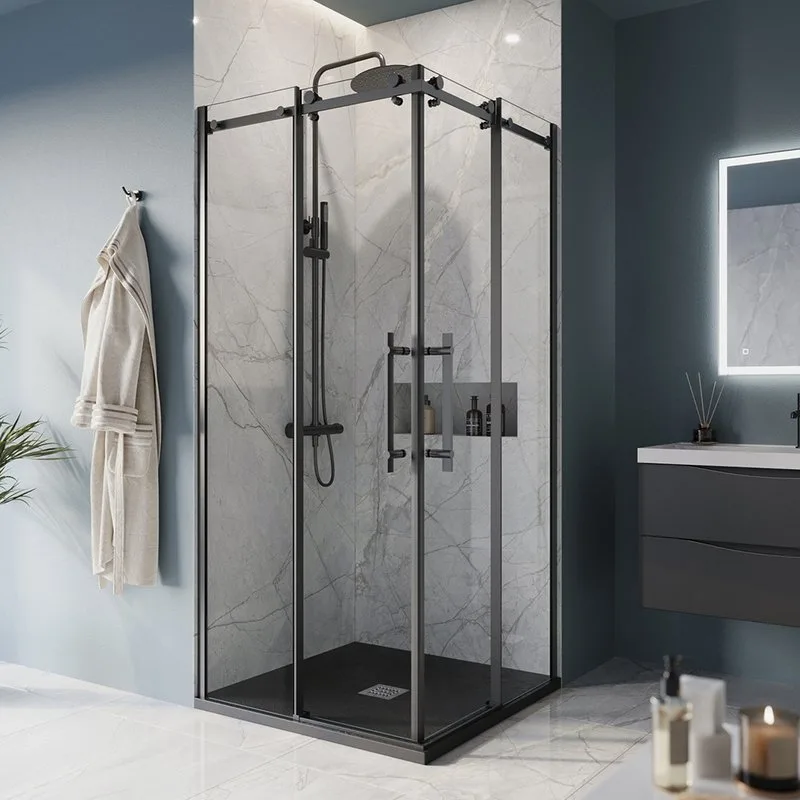 Душевой уголок BelBagno Marino -A-2-90-C-NERO профиль черный матовый Sancos — официальный сайт
