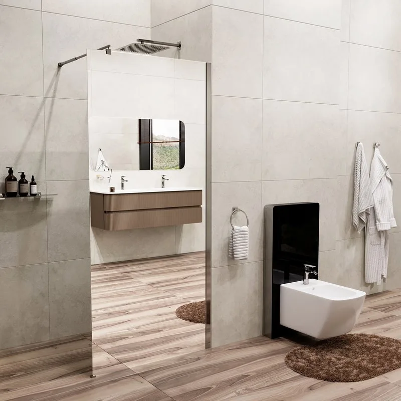 Душевая перегородка Wasserkraft Rur 30W 90 см, профиль хром, стекло зеркальное Sancos — официальный сайт