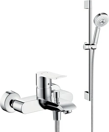Смеситель для ванны с душем Hansgrohe Metris 31480000, + Душевой гарнитур Hansgrohe Crometta 100 Mul Sancos — Оригинал