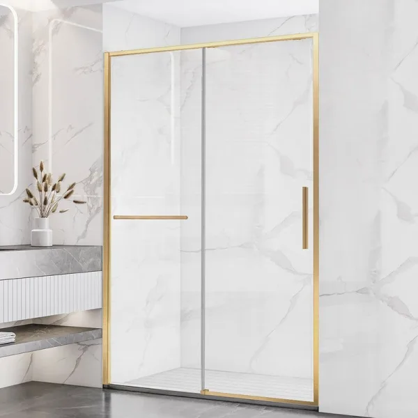 Душевая дверь в нишу Vincea Slim Soft VDS-1SS150CLG 150 см профиль брашированное золото, стекло проз Sancos — Оригинал