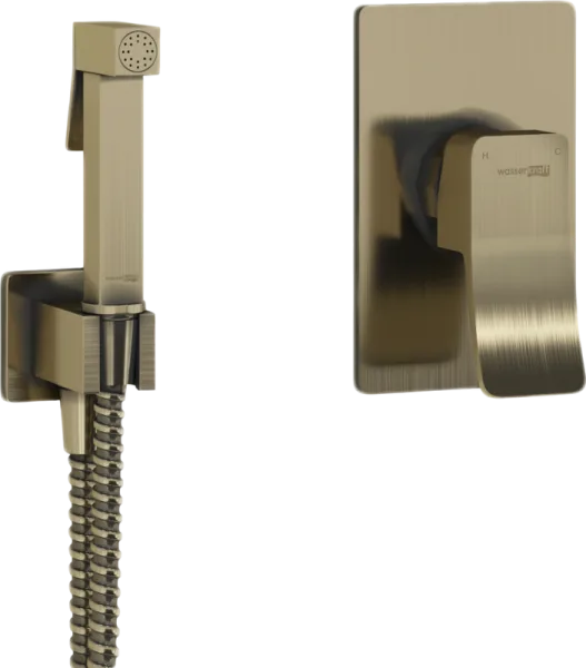 Гигиенический душ Wasserkraft Exter A01652 со смесителем, С ВНУТРЕННЕЙ ЧАСТЬЮ, светлая бронза Sancos — Оригинал