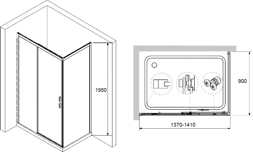 Душевой уголок RGW Leipzig LE-12B+90 см (137-141)x90x195 профиль черный матовый, стекло прозрачное Sancos — официальный сайт