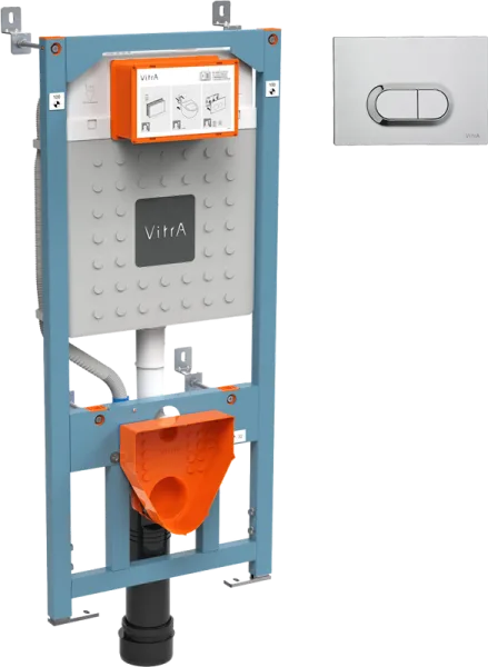 Система инсталляции для унитазов VitrA V12 762-5800-01, с кнопкой смыва 740-0940 сталь Sancos — Оригинал