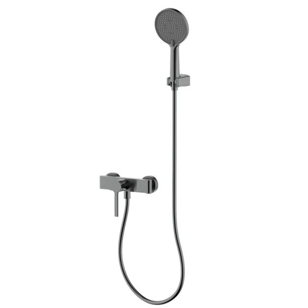 Смеситель для душа с душевым гарнитуром, метал Gun metal, AQUAme Asti AQM6413GM Sancos — Оригинал