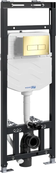 Система инсталляции для унитазов Wasserkraft Alme 15TLT.010.ME.PG03, с кнопкой смыва золото Sancos — Оригинал