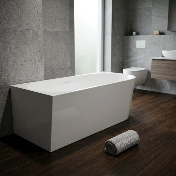 Акриловая ванна Sancos Грань (Edge) FB23L 170x80 см, угловая, левая, белая, со сливом-переливом Sancos — Оригинал