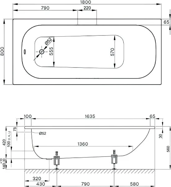 Стальная ванна Bette Form 180x80 см, встраиваемая, с самоочищающимся покрытием, с антискользящим Sancos — официальный сайт