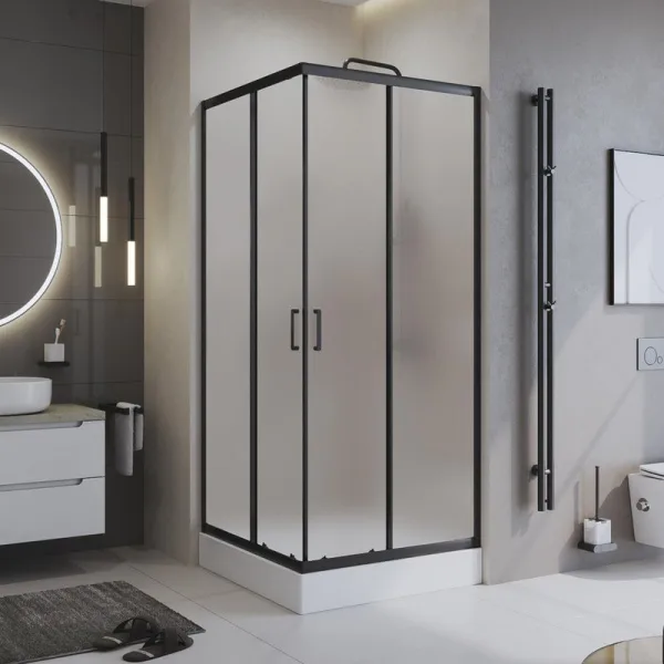 Душевой уголок BelBagno Uno -195 A 2 90 P Nero профиль черный, стекло punto Sancos — Оригинал