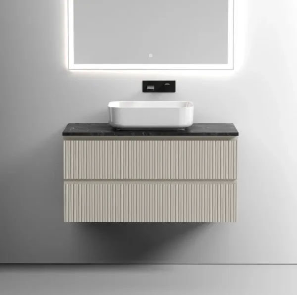 Тумба с раковиной Sancos Snob T 100 см, beige soft, столешница черный мрамор, раковина CN6011 Sancos — Оригинал