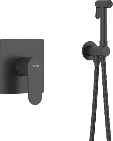 Гигиенический душ AQUATEK Оберон AQ1219MB со смесителем, С ВНУТРЕННЕЙ ЧАСТЬЮ, матовый черный Sancos — Оригинал