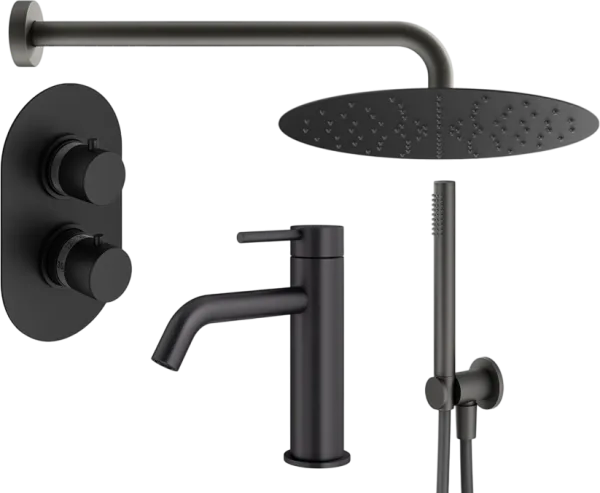 Комплект для ванной Plumberia Selection Ixo KITXOT18NO53 С ВНУТРЕННЕЙ ЧАСТЬЮ, черный матовый Sancos — Оригинал