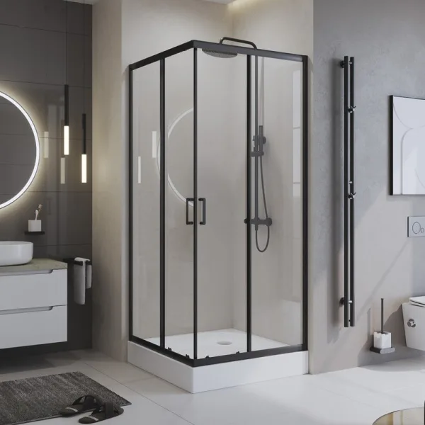 Душевой уголок BelBagno Uno -195 A 2 90 C Nero профиль черный, стекло прозрачное Sancos — Оригинал