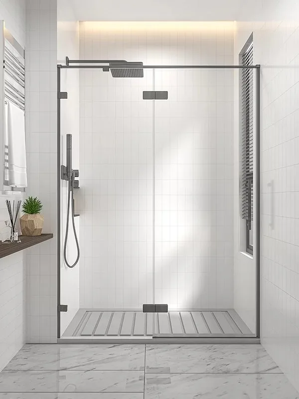 Душевая дверь в нишу Veconi Premium Alassio GR 120x200, профиль брашированный графит, стекло прозрач Sancos — официальный сайт