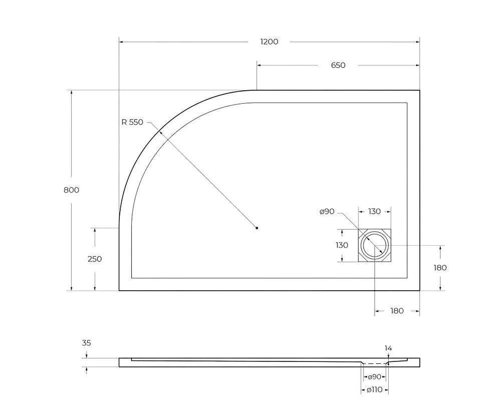 Поддон для душа BelBagno Uno TRAY-MR-UNO-RH-120/80-550-35-W-L-NO 120х80, белый, с сифоном Sancos — официальный сайт