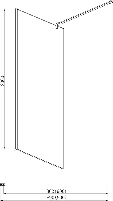 Душевая перегородка AQUATEK AQ WIW 09020BL 90x200 см, черный матовый профиль Sancos — официальный сайт