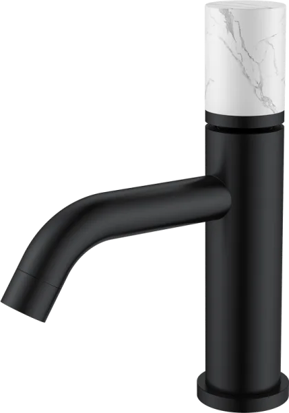 Смеситель для раковины Boheme Stick 121-B-MR-W черный, белый мрамор Sancos — Оригинал