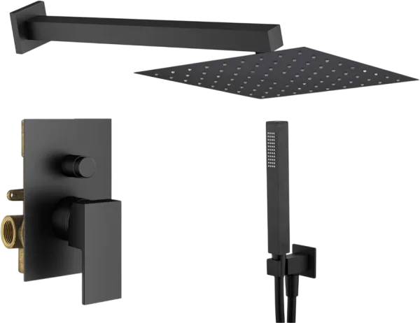 Душевой комплект Plumberia Selection Tag KITTG15NO, С ВНУТРЕННЕЙ ЧАСТЬЮ, черный матовый Sancos — Оригинал