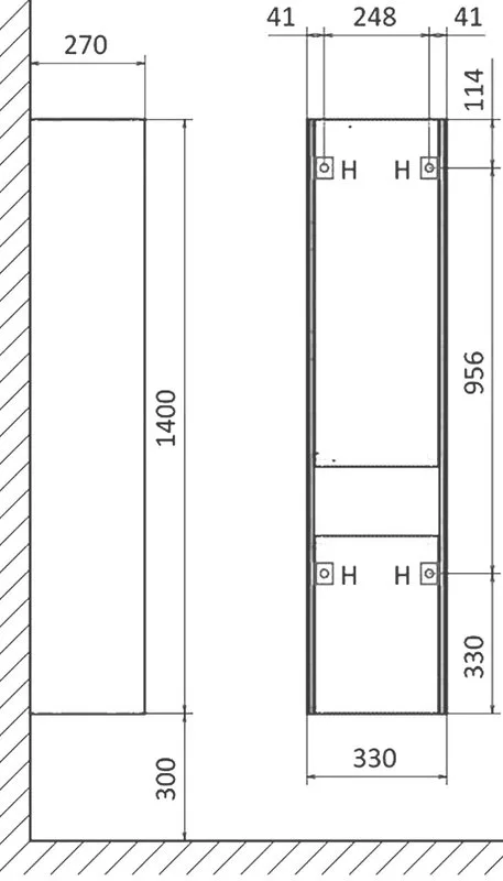 Шкаф-пенал для ванной Jorno Tossony 140 дуб самдал, антрацит Sancos — официальный сайт