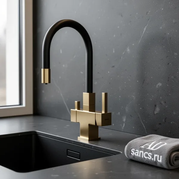Смеситель для кухни Sancos Arno SC4005BG с гибким изливом, брашированное золото Sancos — Оригинал