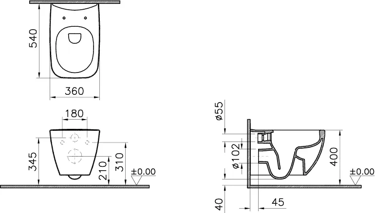 Чаша для унитаза подвесного VitrA Shift 7742B003-0075 Sancos — официальный сайт