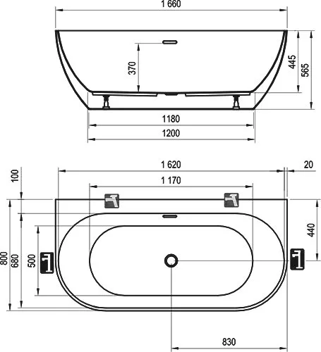 Акриловая ванна Ravak Freedom W XC00100024 165x80 см, пристенная, белая, овальная Sancos — официальный сайт