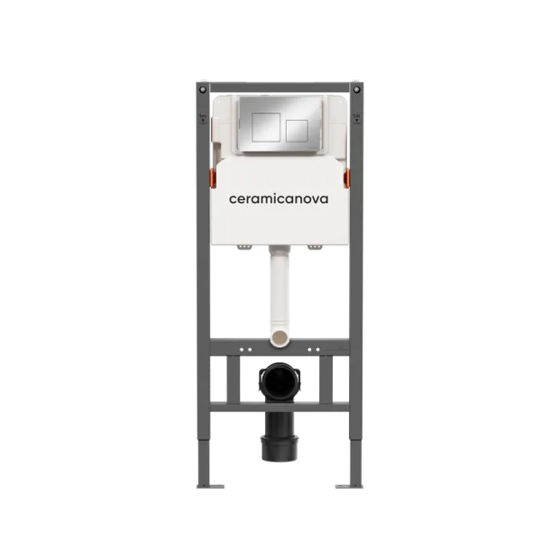 Система инсталляции для унитазов Ceramicanova Balance CN121002CH, кнопка Square глянцевый хром Sancos — Оригинал