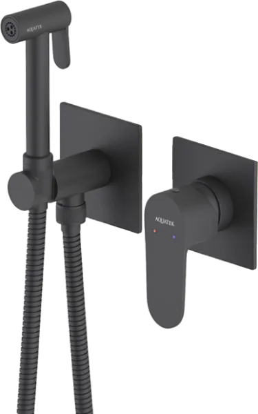 Гигиенический душ AQUATEK Оберон AQ1220MB со смесителем, С ВНУТРЕННЕЙ ЧАСТЬЮ, матовый черный Sancos — Оригинал
