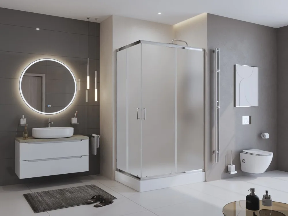 Душевой уголок BelBagno Uno 195 AH 2 120/80 P Cr стекло текстурное Sancos — официальный сайт