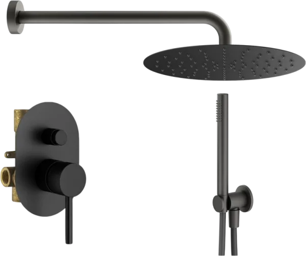 Душевой комплект Plumberia Selection Ixo KITXO15NO, С ВНУТРЕННЕЙ ЧАСТЬЮ, черный матовый Sancos — Оригинал