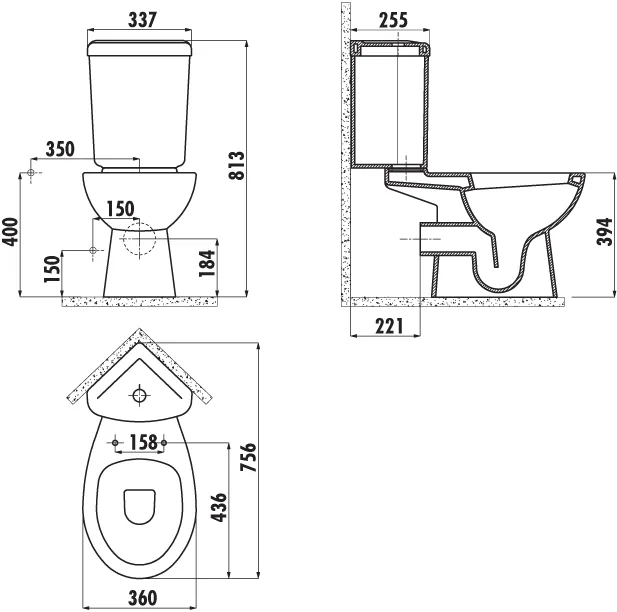 Чаша для унитаза-компакта Creavit Corner SD311 Sancos — официальный сайт