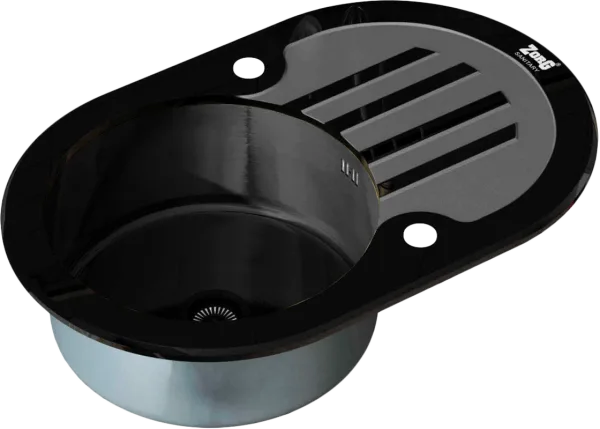 Мойка кухонная Zorg Inox Glass GL-7851-OV-BLACK-GRAFIT Sancos — Оригинал