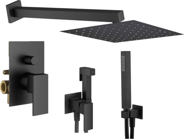 Комплект для ванной Plumberia Selection Tag KITZTG15NO С ВНУТРЕННЕЙ ЧАСТЬЮ, черный матовый Sancos — Оригинал