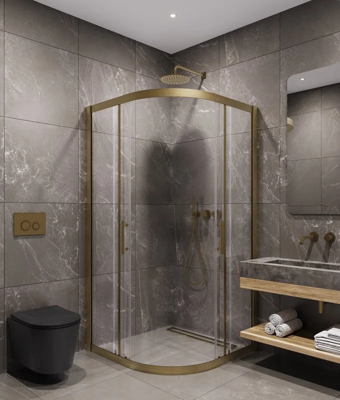 Душевой уголок Timo TPSS-100/17C-8 100x100 см, профиль матовое золото, стекло прозрачное Sancos — официальный сайт