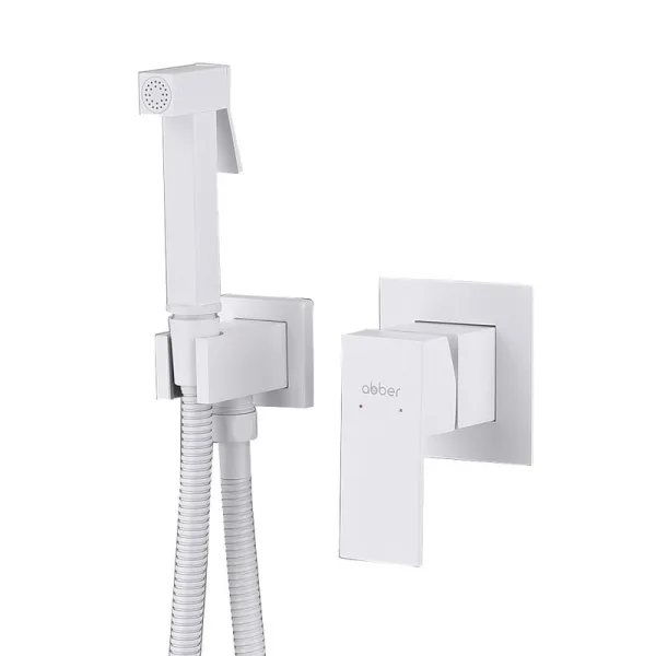 Гигиенический душ Abber Daheim AF8225W, со смесителем, С ВНУТРЕННЕЙ ЧАСТЬЮ, матовый белый Sancos — Оригинал