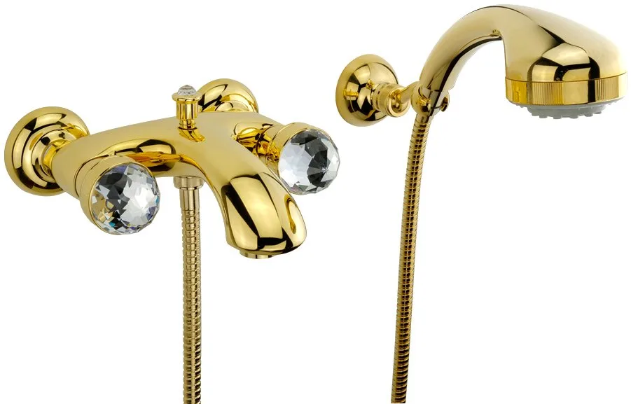 Смеситель для ванны с душем Migliore Axo Swarovski 18505, золото Sancos — официальный сайт