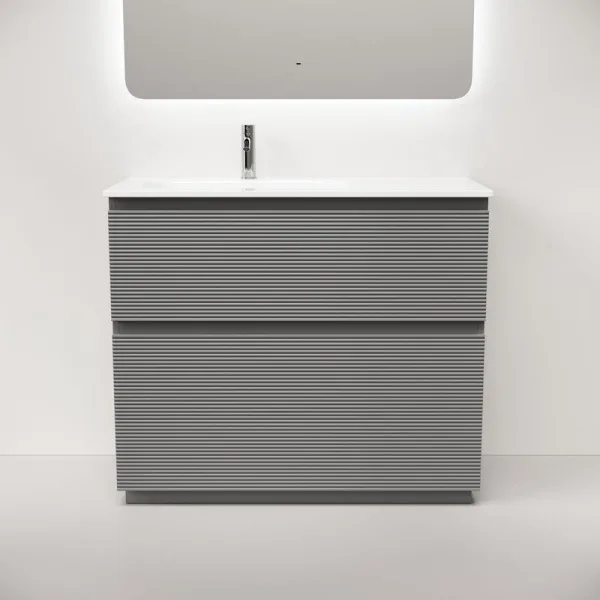 Тумба под раковину Sancos Folk Floor 100 напольная левая Ergraut soft (мягкий серый), FL100FLES Sancos — Оригинал