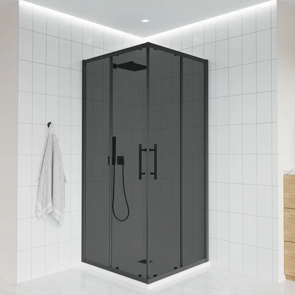 Душевой уголок Veconi Evo 300 B 120х80 см, профиль матовый черный, стекло тонированное матовое Sancos — Оригинал