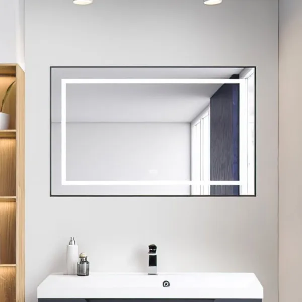 Зеркало BelBagno Kraft SPC-KRAFT-1085-685-TCH-WARM-NERO черное, с подогревом Sancos — Оригинал