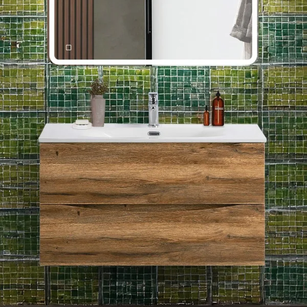 Тумба под раковину без столешницы BelBagno Marino-cer-n 90 подвесная, rovere rustico Sancos — Оригинал