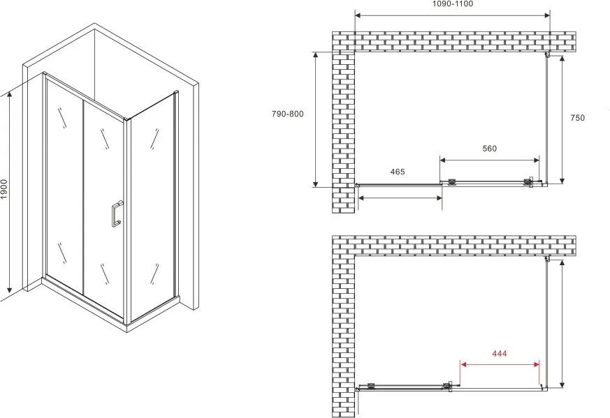 Душевой уголок Abber Schwarzer Diamant AG301105-S805 110х80, профиль хром, стекло прозрачное Sancos — официальный сайт