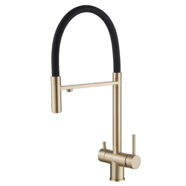 Смеситель для кухни Abber Wasser Kreis AF81141G, с гибким изливом, матовое золото Sancos — Оригинал