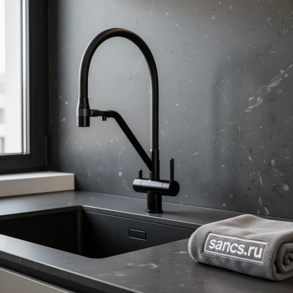 Смеситель для кухни Sancos Dora SC4003MB с гибким изливом, матовый черный Sancos — Оригинал
