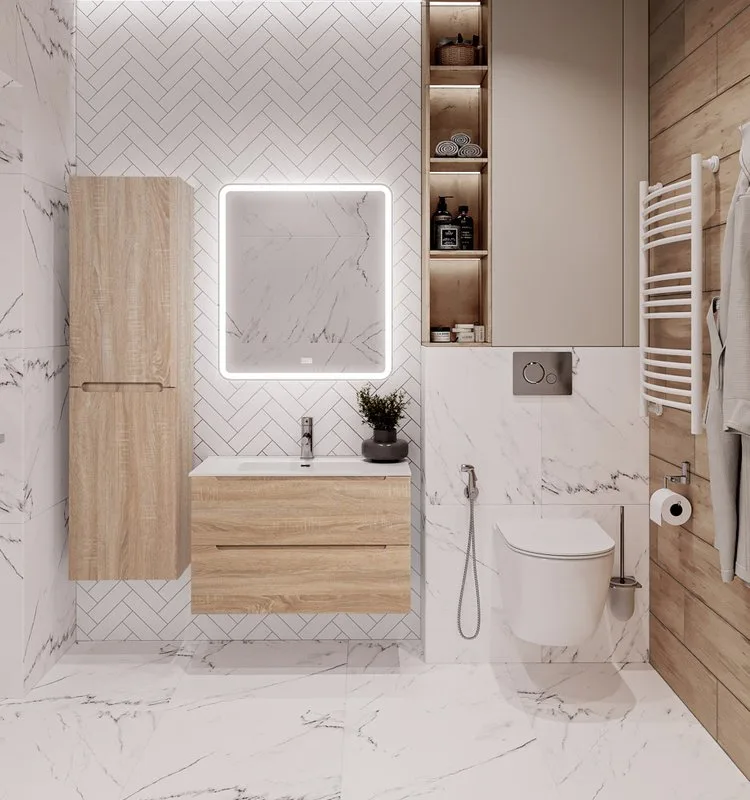 Шкаф-пенал для ванной BelBagno Etna 40 R rovere bianco Sancos — официальный сайт