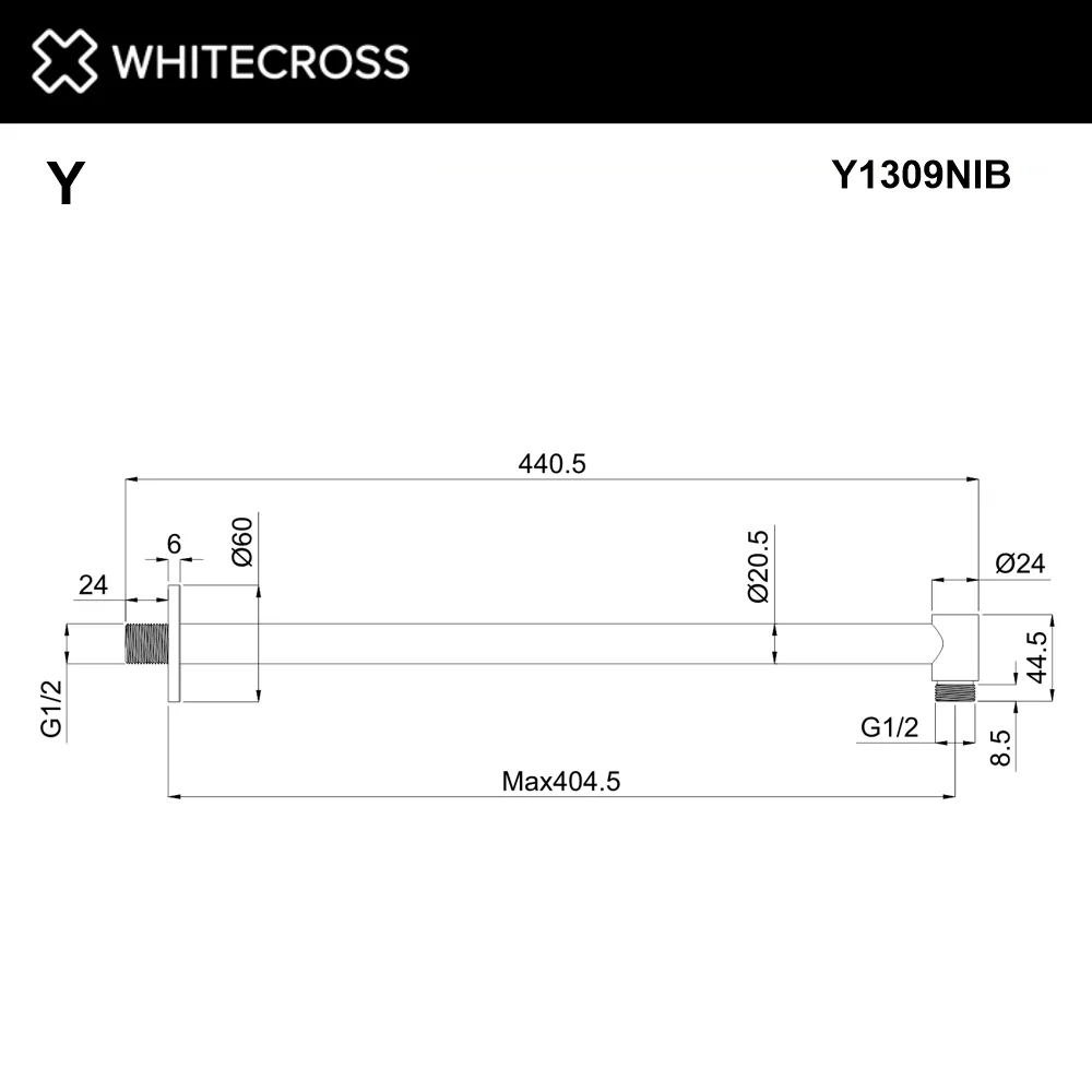 Кронштейн для верхнего душа WHITECROSS Y Y1309NIB брашированный никель Sancos — официальный сайт