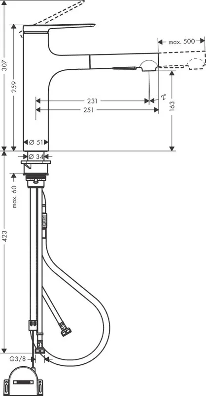 Смеситель для кухни Hansgrohe Zesis M33 74804670 механизм sBox lite, черный матовый Sancos — официальный сайт