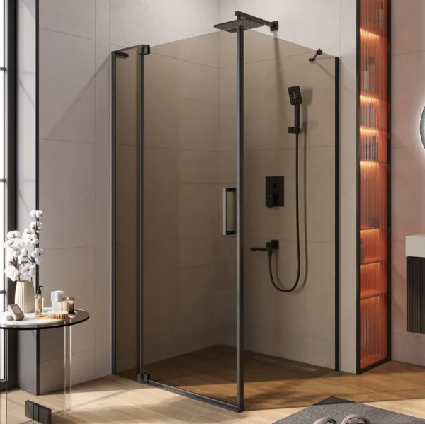 Душевой уголок Cezares Slider AH 1 100-90/100 BR Nero профиль черный, стекло бронза Sancos — Оригинал